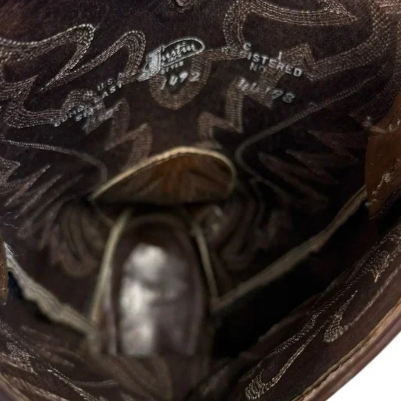 Justin Elmer Western Cowboy‎ Brown Leather Boots Size 6.5D - Picture 9 of 9